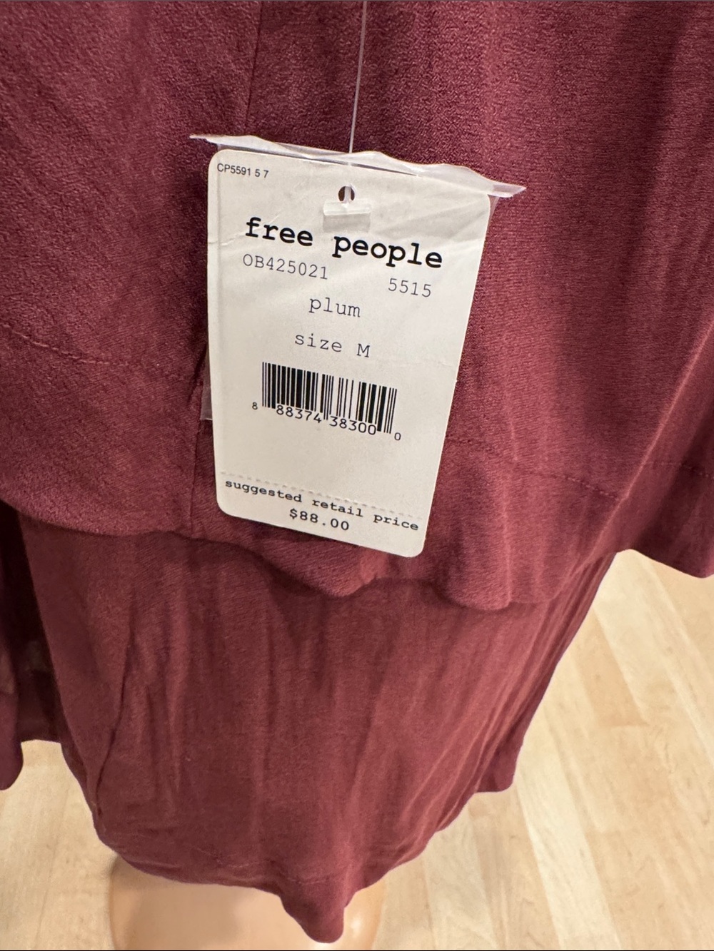 Free People High-Low Layered Skirt in Burgundy - Picture 3 of 4